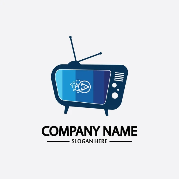 Televisione Logo Design Media Technology Simbolo Televisione Media Televisivi Giocare — Vettoriale Stock