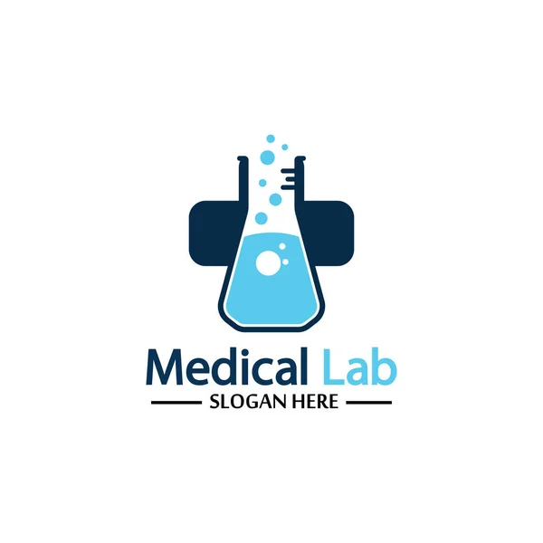 Vettore Progettazione Del Modello Del Logo Del Laboratorio Medico Emblema — Vettoriale Stock