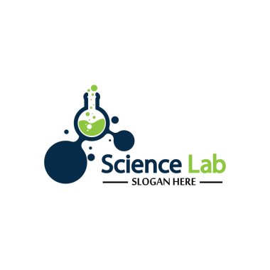 Bilim Laboratuvarı logosu. Laboratuvar Tüpü Logo Şablonu Tasarım Vektörü, Amblem, Tasarım Konsepti, Yaratıcı Sembol, Simge Simgesi, Simge