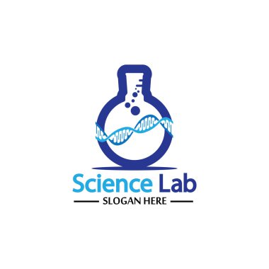 Bilim Laboratuvarı logosu. Laboratuvar Tüpü Logo Şablonu Tasarım Vektörü, Amblem, Tasarım Konsepti, Yaratıcı Sembol, Simge Simgesi, Simge