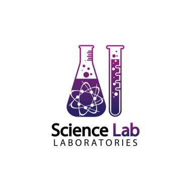 Bilim Laboratuvarı logosu. Laboratuvar Tüpü Logo Şablonu Tasarım Vektörü, Amblem, Tasarım Konsepti, Yaratıcı Sembol, Simge Simgesi, Simge