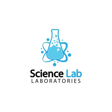 Bilim Laboratuvarı logosu. Laboratuvar Tüpü Logo Şablonu Tasarım Vektörü, Amblem, Tasarım Konsepti, Yaratıcı Sembol, Simge Simgesi, Simge