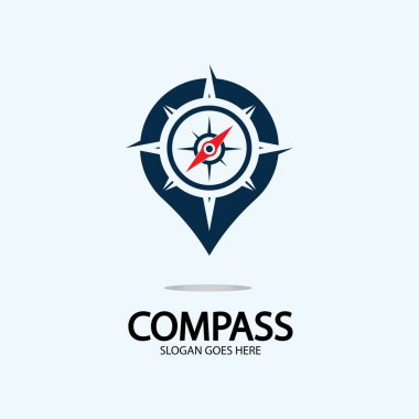 Pusula logo illüstrasyon tasarım konsepti vektörlü coğrafi nokta