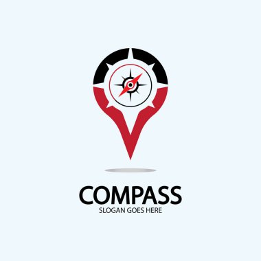 Pusula logo illüstrasyon tasarım konsepti vektörlü coğrafi nokta