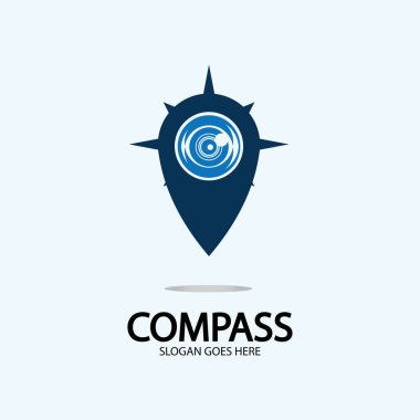 Pusula logo illüstrasyon tasarım konsepti vektörlü coğrafi nokta