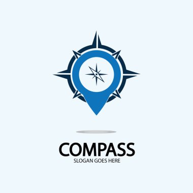 Pusula logo illüstrasyon tasarım konsepti vektörlü coğrafi nokta