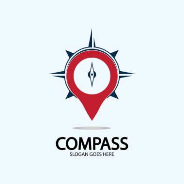 Pusula logo illüstrasyon tasarım konsepti vektörlü coğrafi nokta