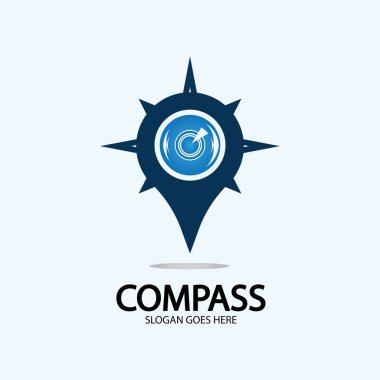 Pusula logo illüstrasyon tasarım konsepti vektörlü coğrafi nokta