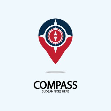 Pusula logo illüstrasyon tasarım konsepti vektörlü coğrafi nokta