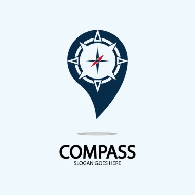 Pusula logo illüstrasyon tasarım konsepti vektörlü coğrafi nokta