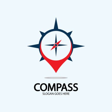 Pusula logo illüstrasyon tasarım konsepti vektörlü coğrafi nokta