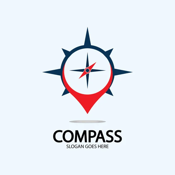 Titik Lokasi Dengan Logo Kompas Konsep Vektor Konsep Gambar - Stok Vektor