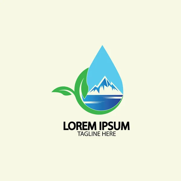 Water Drop Mountain River Icon Logo Vector Illustration Water Business — Stock Vector