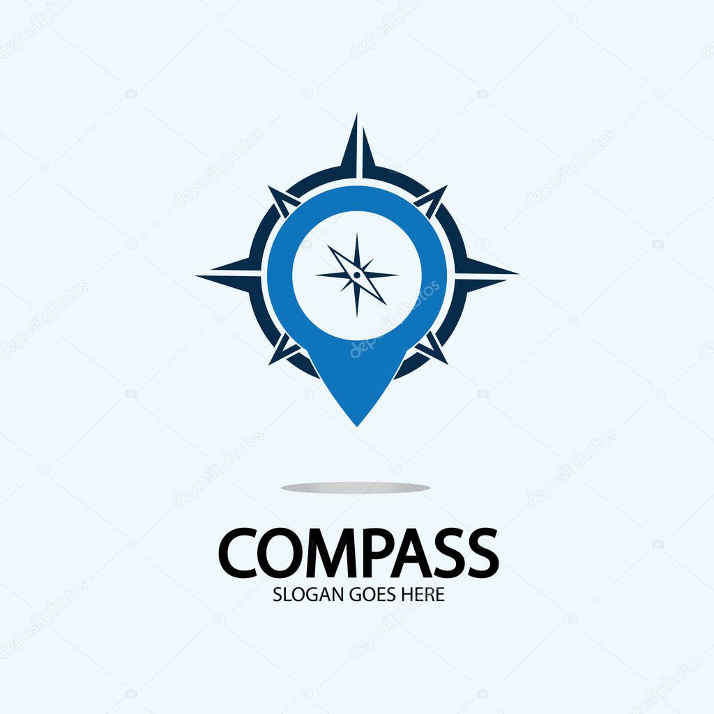 Geolocation point with compass logo illustration design concept vector