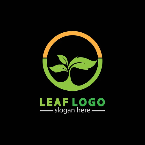 Абстрактний Зелений Лист Логотипу Значок Векторний Дизайн Ізольовано Чорному Тлі — стоковий вектор