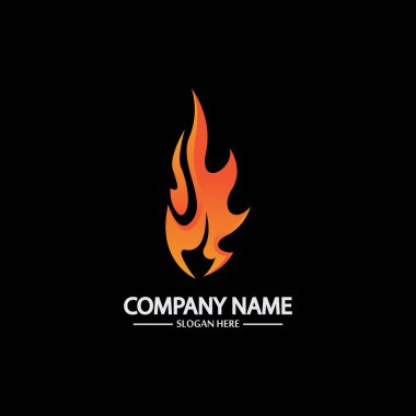 Siyah arka planda soyut Ateş Alevi logosu şablonu. Şirket marka kimliği