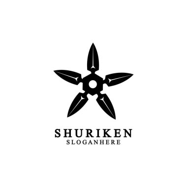 Ninja shuriken siyah katı simge modern tasarım, beyaz arka planda izole. Grafik tasarım şablonu için düz stil. Logo, web, UI, mobil uygulama için uygun. vektör illüstrasyonu