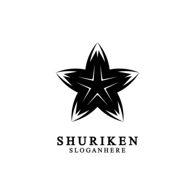 Ninja shuriken siyah katı simge modern tasarım, beyaz arka planda izole. Grafik tasarım şablonu için düz stil. Logo, web, UI, mobil uygulama için uygun. vektör illüstrasyonu