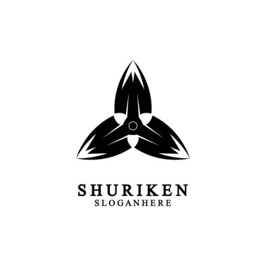 Ninja shuriken siyah katı simge modern tasarım, beyaz arka planda izole. Grafik tasarım şablonu için düz stil. Logo, web, UI, mobil uygulama için uygun. vektör illüstrasyonu