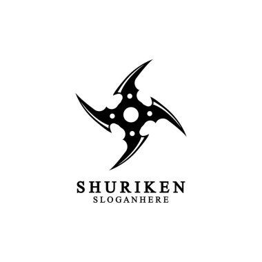 Ninja shuriken siyah katı simge modern tasarım, beyaz arka planda izole. Grafik tasarım şablonu için düz stil. Logo, web, UI, mobil uygulama için uygun. vektör illüstrasyonu