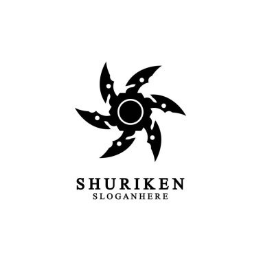 Ninja shuriken siyah katı simge modern tasarım, beyaz arka planda izole. Grafik tasarım şablonu için düz stil. Logo, web, UI, mobil uygulama için uygun. vektör illüstrasyonu