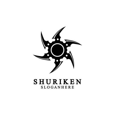 Ninja shuriken siyah katı simge modern tasarım, beyaz arka planda izole. Grafik tasarım şablonu için düz stil. Logo, web, UI, mobil uygulama için uygun. vektör illüstrasyonu