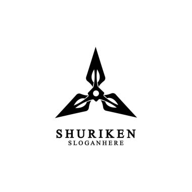 Ninja shuriken siyah katı simge modern tasarım, beyaz arka planda izole. Grafik tasarım şablonu için düz stil. Logo, web, UI, mobil uygulama için uygun. vektör illüstrasyonu