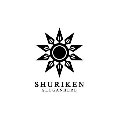 Ninja shuriken siyah katı simge modern tasarım, beyaz arka planda izole. Grafik tasarım şablonu için düz stil. Logo, web, UI, mobil uygulama için uygun. vektör illüstrasyonu