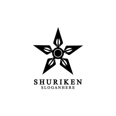 Ninja shuriken siyah katı simge modern tasarım, beyaz arka planda izole. Grafik tasarım şablonu için düz stil. Logo, web, UI, mobil uygulama için uygun. vektör illüstrasyonu