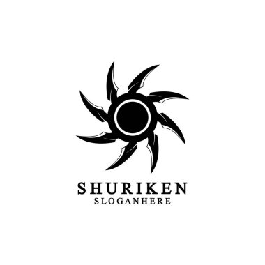 Ninja shuriken siyah katı simge modern tasarım, beyaz arka planda izole. Grafik tasarım şablonu için düz stil. Logo, web, UI, mobil uygulama için uygun. vektör illüstrasyonu
