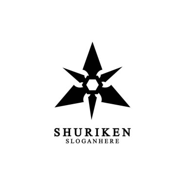 Ninja shuriken siyah katı simge modern tasarım, beyaz arka planda izole. Grafik tasarım şablonu için düz stil. Logo, web, UI, mobil uygulama için uygun. vektör illüstrasyonu