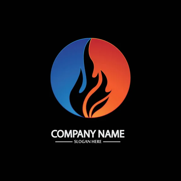 Plantilla Logotipo Fire Flame Abstracta Sobre Fondo Negro Identidad Marca — Vector de stock