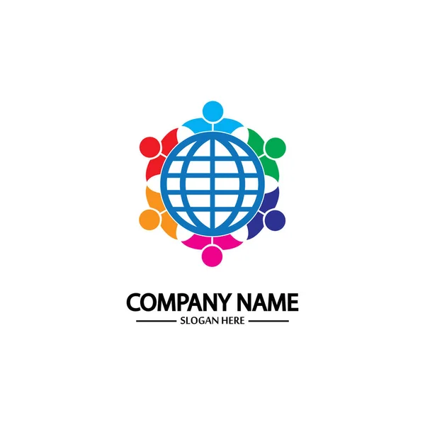 World Comunity Logo People Globe Illustration Design Vector — Stock Vector