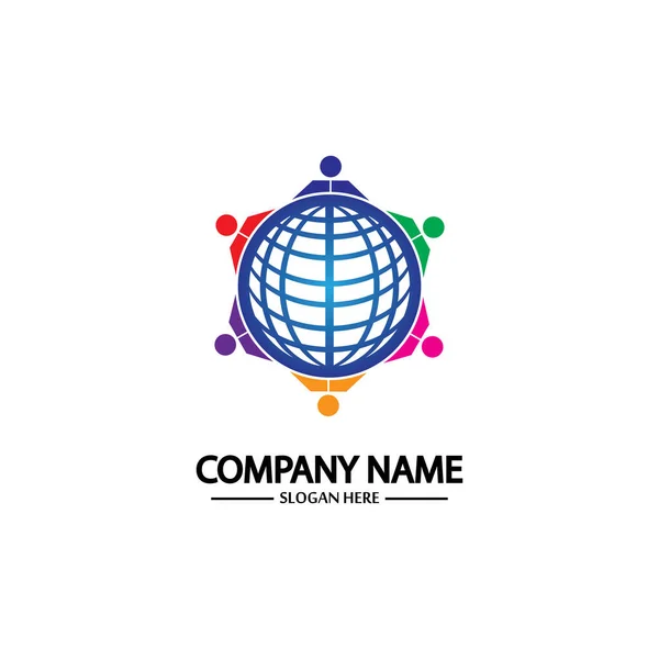 World Comunity Logo People Globe Illustration Design Vector — Stock Vector