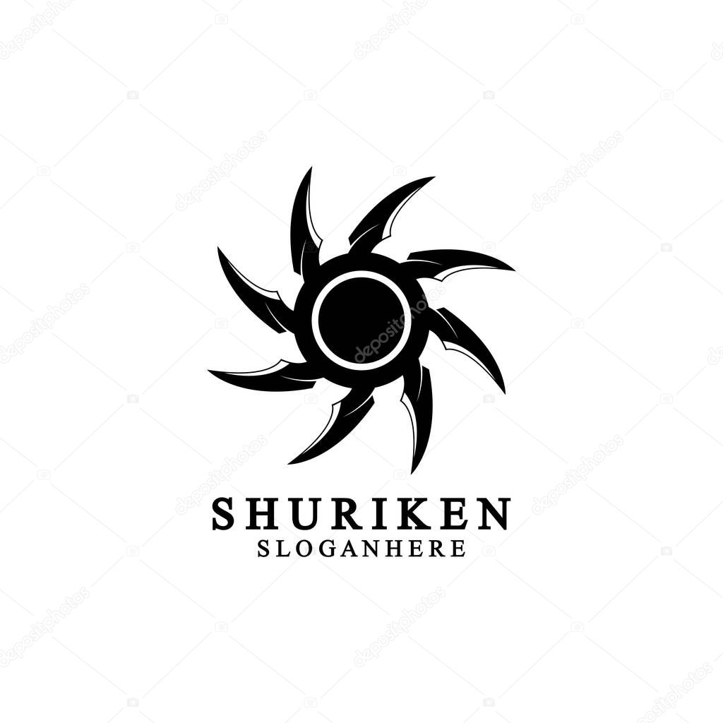 ninja shuriken black solid icon modern design, isolated on white background. flat style for graphic design template. suitable for logo, web, UI, mobile app. vector illustration