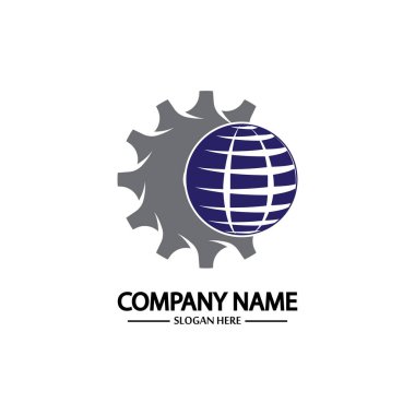 Küresel Mühendis Dünya Logo Tasarımı Şablonu