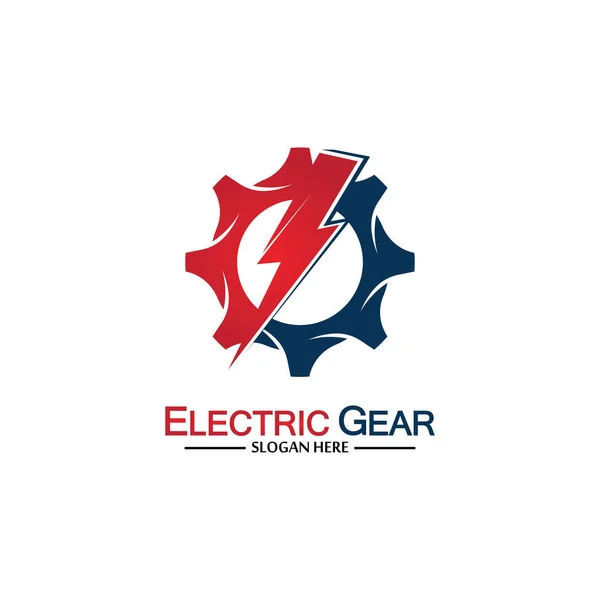 Elektrikli dişli vektör logosu çizimi. İş, teknoloji ve internet için uygun. Ayrıca, enerji ve gök gürültüsü sembolü için.