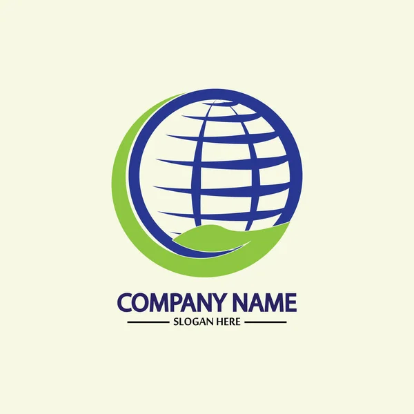 Eco World Nature Global Logo Design Template Światowa Ikona Globu — Wektor stockowy