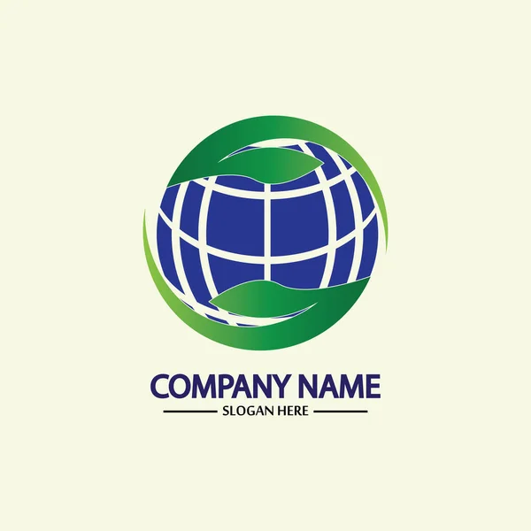 Eco World Nature Global Logo Design Template World Globe Icono — Archivo Imágenes Vectoriales