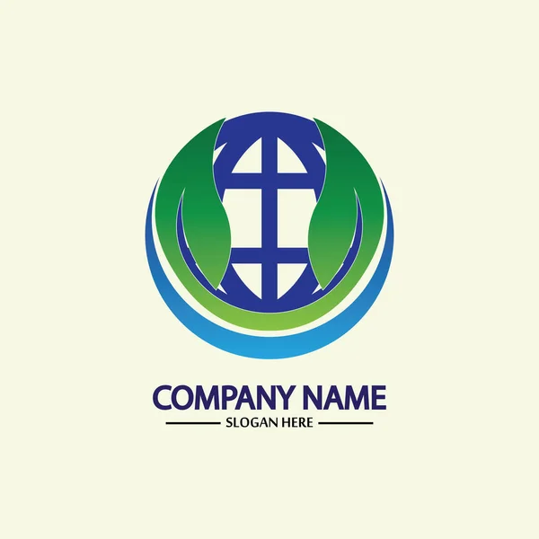 Eco World Nature Global Logo Design Template World Globe Icon — 스톡 벡터