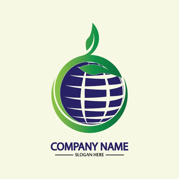 Eco World Nature Global Logo Design Template World Globe Icono — Archivo Imágenes Vectoriales