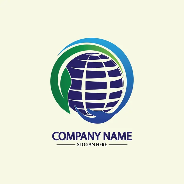 Eco World Nature Global Logo Design Template World Globe Icon — Stock Vector