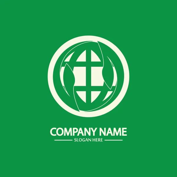 Eco World Nature Global Logo Design Template World Globo Ícone — Vetor de Stock