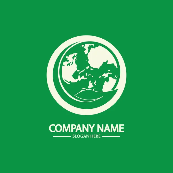 Eco World Nature Global Logo Design Template World Globe Icono — Archivo Imágenes Vectoriales