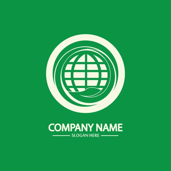 Eco World Nature Global Logo Design Template World Globe Ikon — Stock vektor