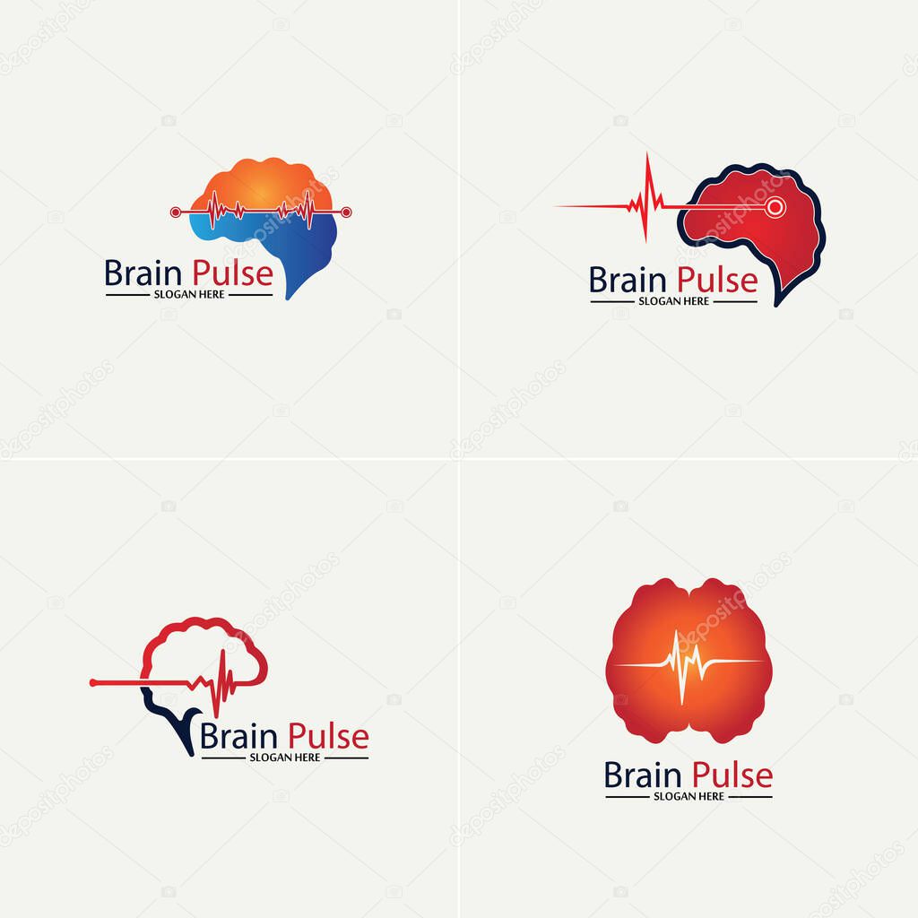 Health  Brain pulse  Logo Template Design Vector, Emblem, Design Concept, Creative Symbol, Icon.