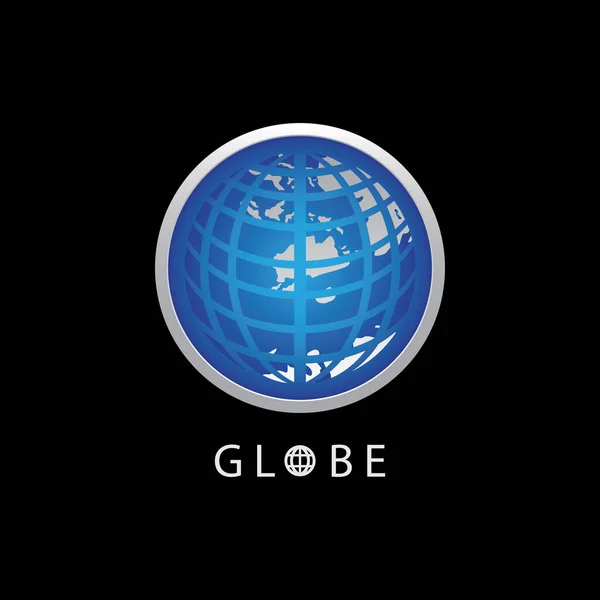 Globe Map Earth Logo Vector Image Διανυσματικές Σφαίρες Απομονωμένες Μαύρο — Διανυσματικό Αρχείο