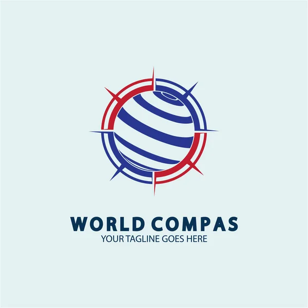 Дизайн Логотипа World Compass Концепция Мирового Логотипа Концепция Логотипа Компаса — стоковый вектор