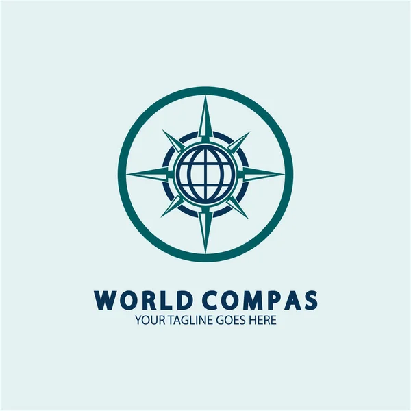 Design Logotipo Bússola Mundial Conceito Logotipo Mundo Conceito Logotipo Bússola — Vetor de Stock