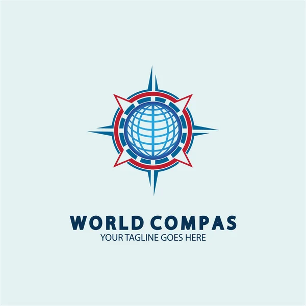 Дизайн Логотипа World Compass Концепция Мирового Логотипа Концепция Логотипа Компаса — стоковый вектор